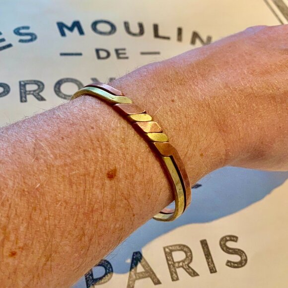 Copper  and Brass Woven Cuff - Picture 2 of 6